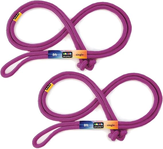 Just Jump It 8' Foot Jump Rope 2 Pack - Active Outdoor Youth Fitness Exercising Equipment - Kid Friendly Braided Nylon Gym Accessories