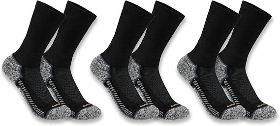 Carhartt Men's SC4223M Force Midweight Crew Sock 3 Pack