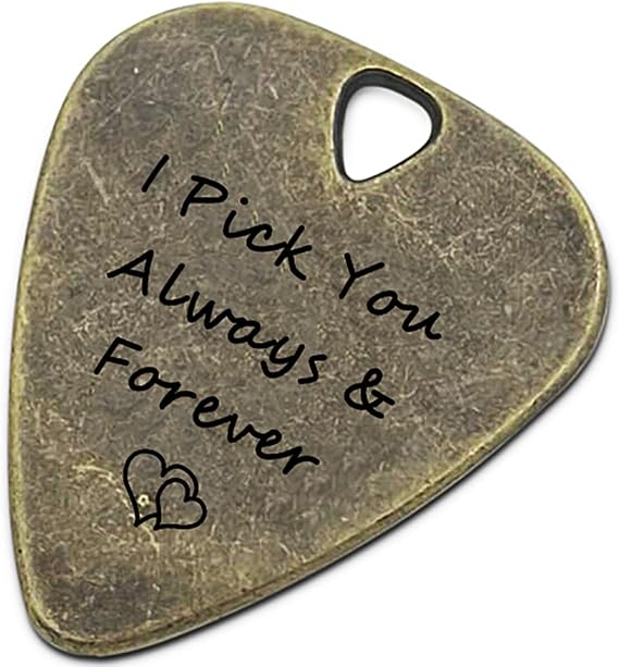 Guitar Picks, Guitar Pick, Guitar Pics, Bronze Birthday Gift, Bass Guitar Accessories, Custom Guitar Pick, Guitar Acoustic, Electric and Bass Guitar Accessories(Bronze I pick you always & forever)