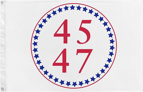 Trump 45-47 Flag, White 2ft x 3ft