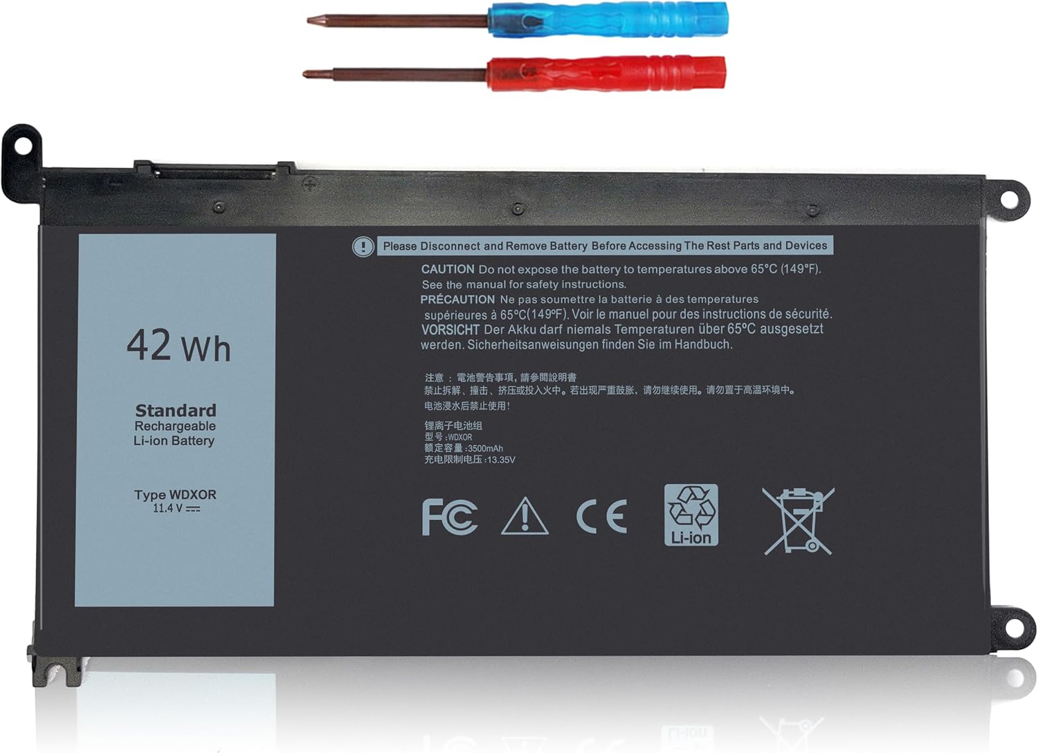WDXOR WDX0R Battery Replacement for Dell Inspiron 13 15 5000 7000 5570 7579 7378 5567 7573 5565 5379 5378 Latitude 3490 3590 3340 3390 Vostro 5468 P69G 3CRH3 Computer Batteries