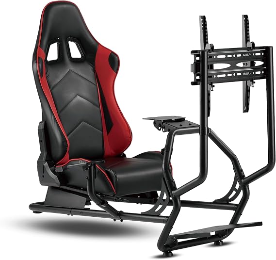 Ultimate Racing Cockpit | Compatible with Logitech, Fanatec, Thrustmaster, Hori, Xbox & PlayStation | Adjustable Reclining Seat, Pedal & Gear Shifter Mount | Sturdy Steel Frame, Monitor Mount