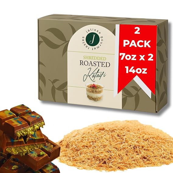 Toasted Kataifi Shredded Fillo Dough Crispy Roasted Kadayif for Dubai Chocolate Bar, Kunafa, Knafeh, and Middle Eastern Pastries Ready-to-Use Vegan (14 ounce)
