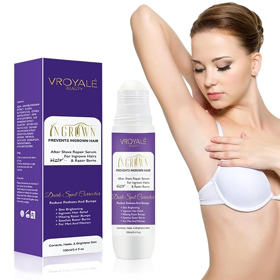 Ingrown Hair & Razor Bump Solution - 100ml Skin Care Treatment for Face, Underarms, Bikini Area, Legs & Chest - After Shave Roll On Serum To Soothe Razor Burns & Dry Itchy Skin for Men and Women