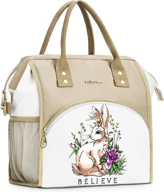 Nurse Custom Insulated Lunch Bag For Nurse Personalized Lunch box Reusable,Nurse gift,Leakproof Thermal Cooler Sack Food Handbags Case High Capacity for Work Office Picnic or Travel(Rabbit)