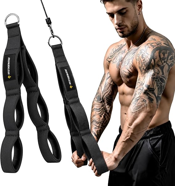 MANUEKLEAR Tricep Rope Cable Attachment Handles, Greater Range of Motion, Tricep Pull Down Rope for Push Downs, Crunches, Facepulls for Professional Gym