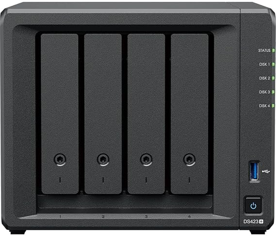 Synology DiskStation DS423+ NAS Server with Celeron 2.0GHz CPU, 6GB Memory, 4TB SSD Storage, 1TB M.2 NVMe SSD, 2 x 1GbE LAN Ports, DSM Operating System