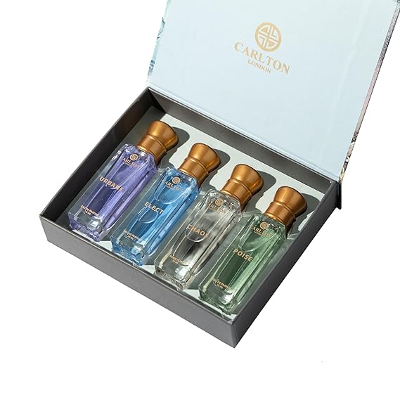 Carlton London Elite Perfume For Woman & Man 4x20ml | Luxury Perfume Gift Set For Couple | Long Lasting Unisex EDP Combo With Fruity, Musky, Citrusy, Smoky Notes | Travel Size Perfumes Set