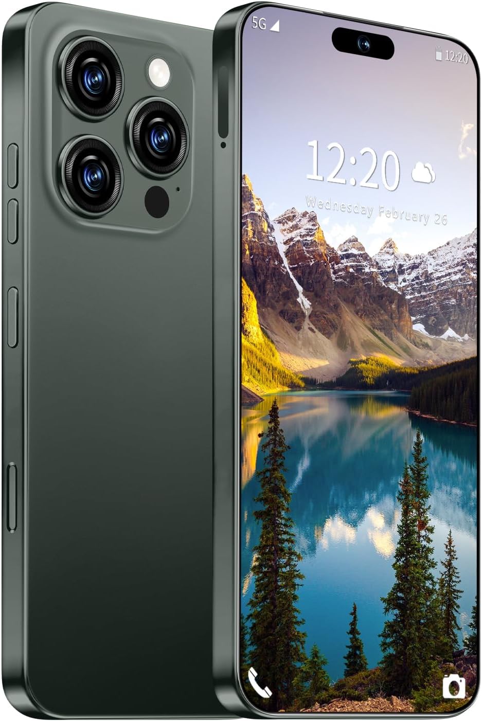 MMY I16 ProMAX Unlocked Cell Phone, 6.99 HD Screen, 8256GB Android 13, 7000mAh Battery, 5GDual SIMFingerprint Button UnlockPhotosFace ID Deep Green