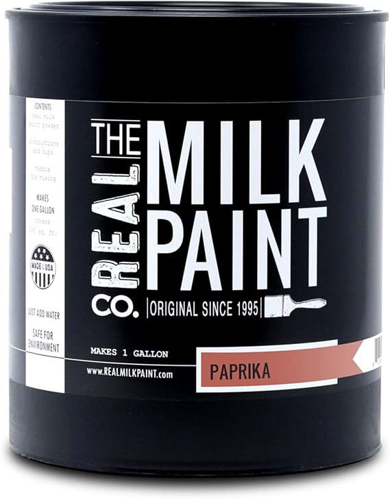 Real Milk Paint, Wood Paint for Furniture, Matte Paint for Cabinets, Walls, Brick, and Stone, Water Based Organic, No VOC, Paprika, 1 Gallon