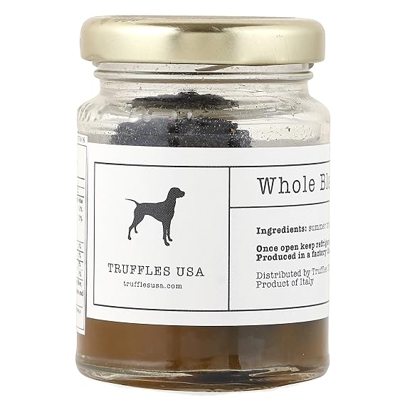 Truffles USA Whole Black Summer Truffles, 1.76 oz (50 g), Italian Tuber Aestivum, 23 Whole Truffles in Truffle Juice, Product of Italy