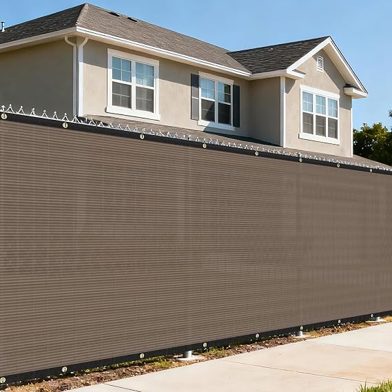 6'30' Privacy Screen Fence Windscreen Mesh Shade Net Cover Heavy Duty Fencing Blockage for Outdoor Wall Garden Yard Backyard Balcony, Brown