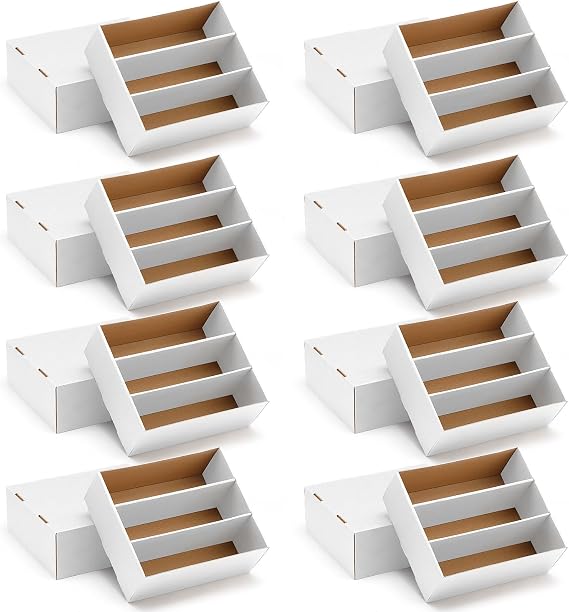 8 Pack Trading Card Storage Box, 2000+ Count Sports Card White Organizer for Storing, Protecting, Organizing Sport Cards and Soccer, Basketball Game Cards