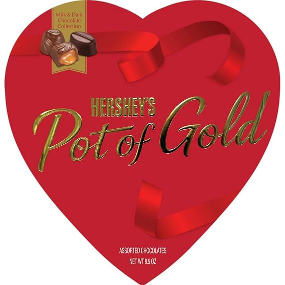 Elmer Chocolate Hershey Pot of Gold 8.5 Oz Heart - Assorted Milk and Dark Chocolates - Delicious Classics That Everyone Loves - Great for Sharing