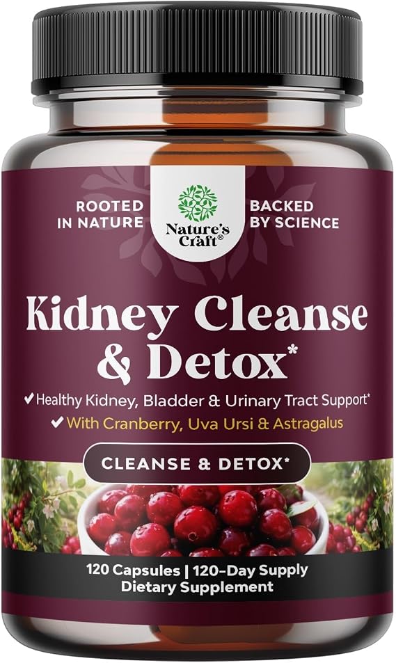 Advanced Kidney Cleanse Support - Cranberry Supplement - 120 Capsules | Kidney Support Supplement with Uva Ursi, Stinging Nettle Leaf & Astragalus - Urinary Tract Support - Vegan - 120 Servings