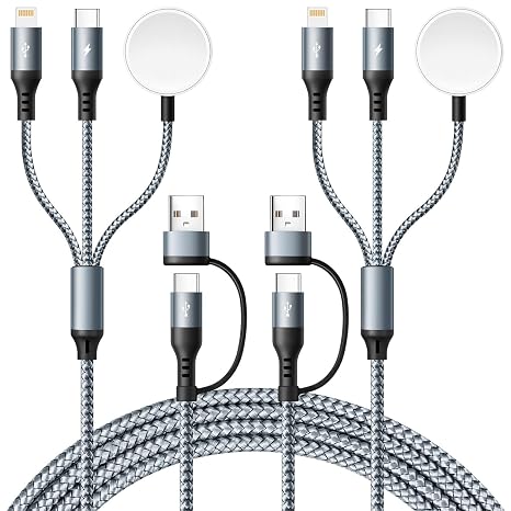 UZASHK Multi Charging Cable, 3 in 2 Braided iWatch & iPhone Multi Charger