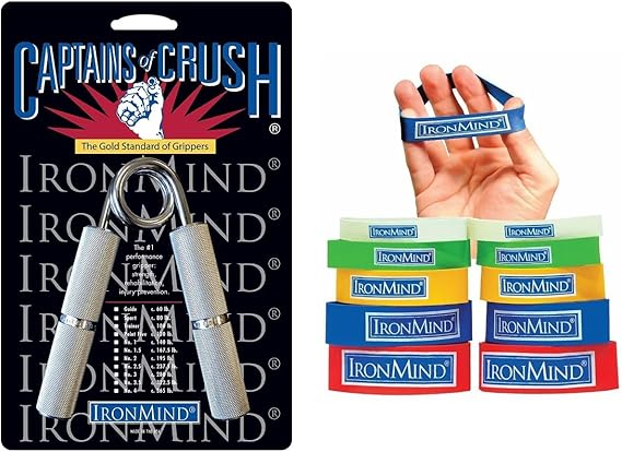 IronMind Two-Way Captains of Crush Grip Strengthener Set - CoC No. 1.5 Gripper (c. 167.5 lb.) and Expand-Your-Hand Bands