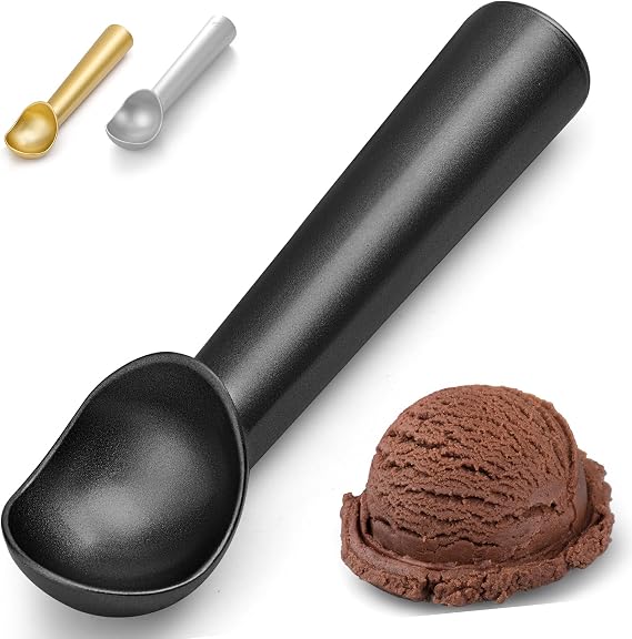 CUNSENR 7 inch Metal Ice Cream Scoop with Ergonomic Grip Handle, Black