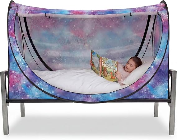 Privacy Pop up Eclipse Bed Tent Bed Drapes (Unicorn Galaxy, Full)