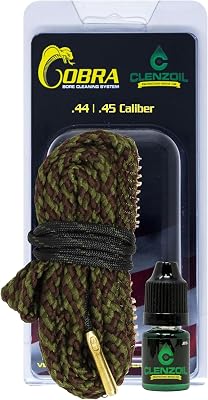 CLENZOIL Field & Range Cobra Bore Cleaner | Gun Barrel Cleaning Tool | Brass Brush Embedded in Cotton Bore Rope