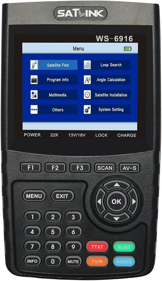 Irfora WS-6916 Digital Satellite Finder Meter HD Digital Satellite TV Finder Digital Satellite Signal Finder Meter with Carrying Pouch and Strap