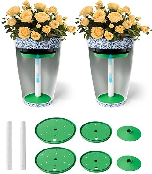 Adjustable Height Planter Inserts for Large Pots, Tall Tapered Plant Riser for Inside Pots, (11-17 Rise, 6" Base, 8" or 10" Top) (2-Pack Short Lift 11-17 Rise)