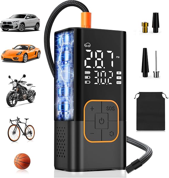 Tire Inflator Portable Air Compressor, Cordless Car&Bike Tyre Pump