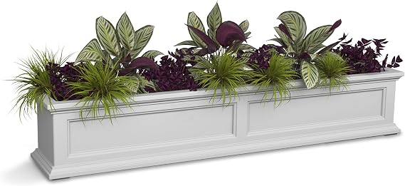Mayne Fairfield 60in Self-Watering Rectangular Window Box Planter, White