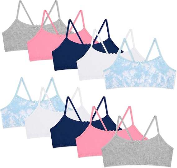 10 Pack Cotton Girls Training Bras - Racerback Crop Cami Training Bras for Girls