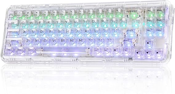YUNZII X71 68% Wireless RGB Mechanical Keyboard(White,Crystal Ice Switch)