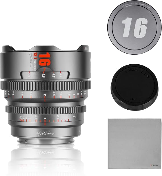 7artisans 16mm T2.1 Cinema Lens S35 Frame Compatible for Fuji X-Mount,for FUJIFILM X-S20/X-T5/X-H2/X-T4/X-H2S/X-T3/X-S10(Titanium Gray)
