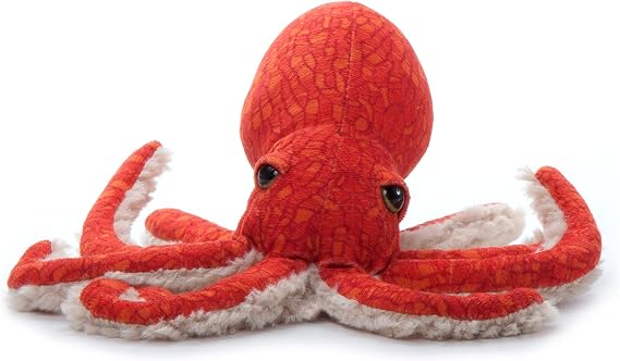 The Petting Zoo Pacific Red Octopus Stuffed Animal Plushie, Wild Onez, 8 in