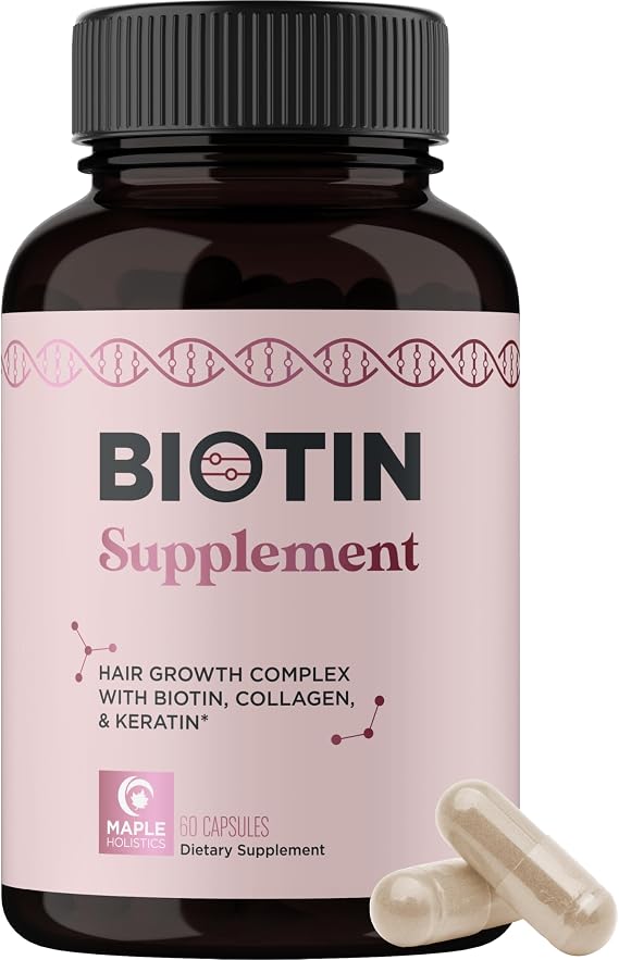 Thicker Hair Growth Vitamins for Women - Extra Strength Biotin and Collagen Supplement with Healthy Hair Vitamins for Hair Loss - Visibly Stronger er Hair Growth Supplement (1 Month) (Womens)