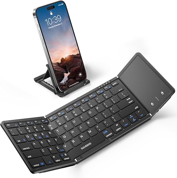 Samsers Full-Size Foldable Bluetooth Keyboard with Large Touchpad, Black