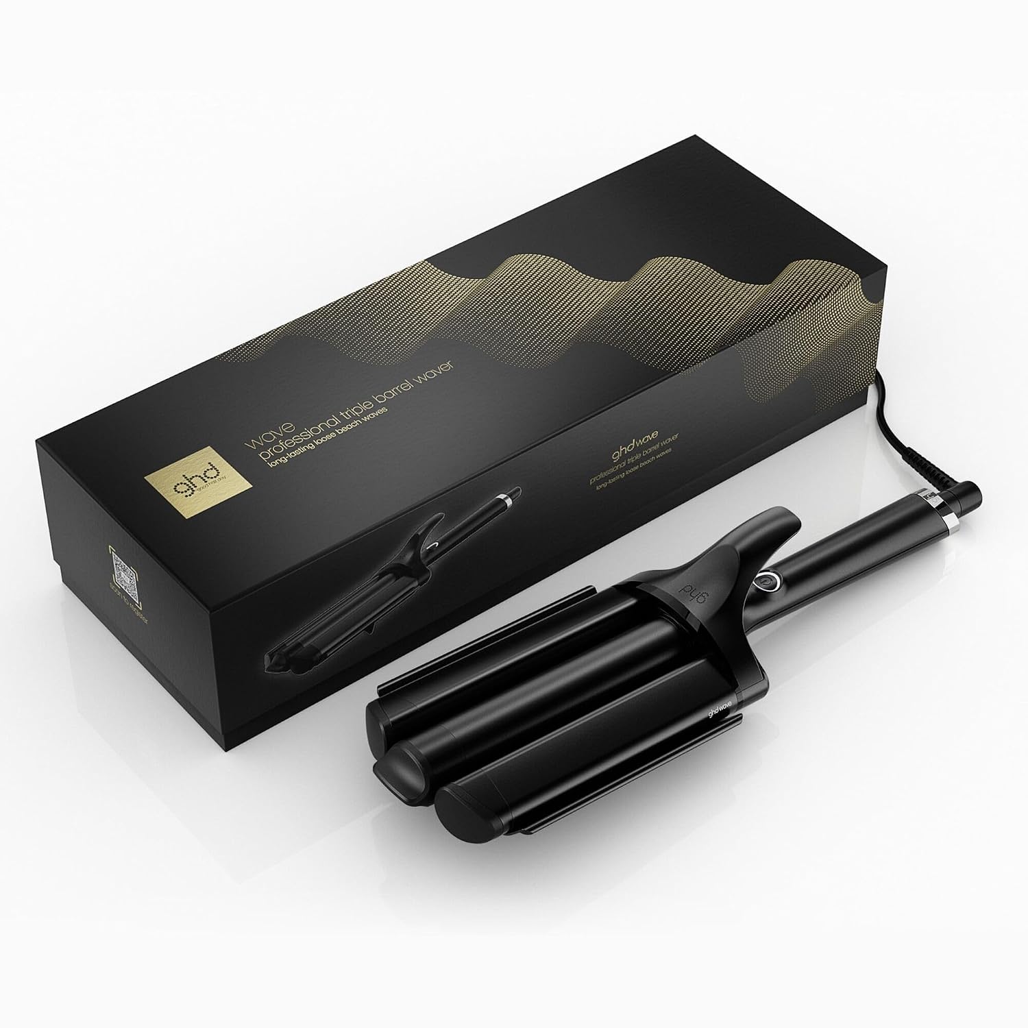ghd Wave triple barrel waver wave iron: curling iron with three 32 mm rods for fast loose beach waves and mermaid waves less frizz without extreme heat damage