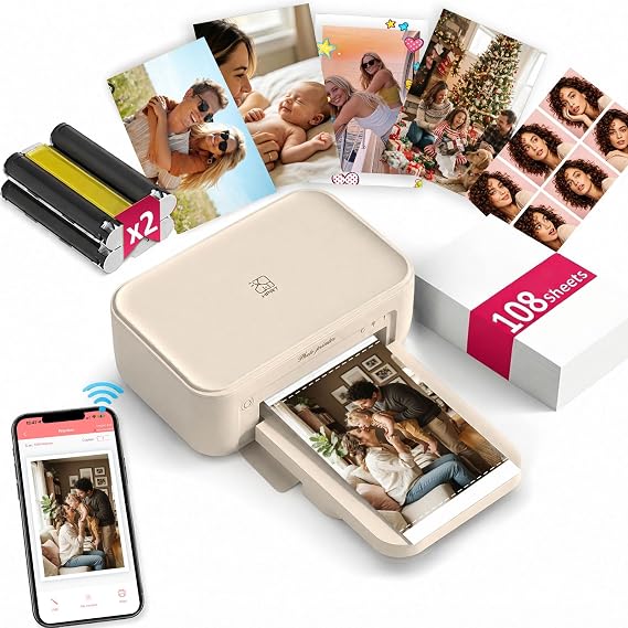 iDPRT 4x6 Photo Printer with 108 Sheets, CP4100 Instant Photo Printer for Home use, Compatible with iOS/Android/Laptop, Wi-Fi Wirless Connection, Dye