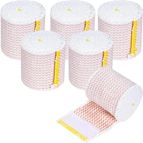 Compression Bandage, Elastic Bandage Wrap 6PCS Bandage Wrap Roll with Self-Closures for Wrist Elbow Sport Support and Injury Recovery
