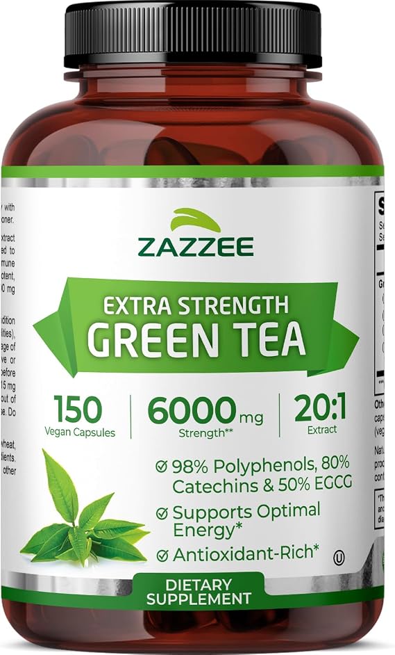 Zazzee Extra Strength Green Tea 20:1 Extract, 50% EGCG, 150 Vegan Capsules