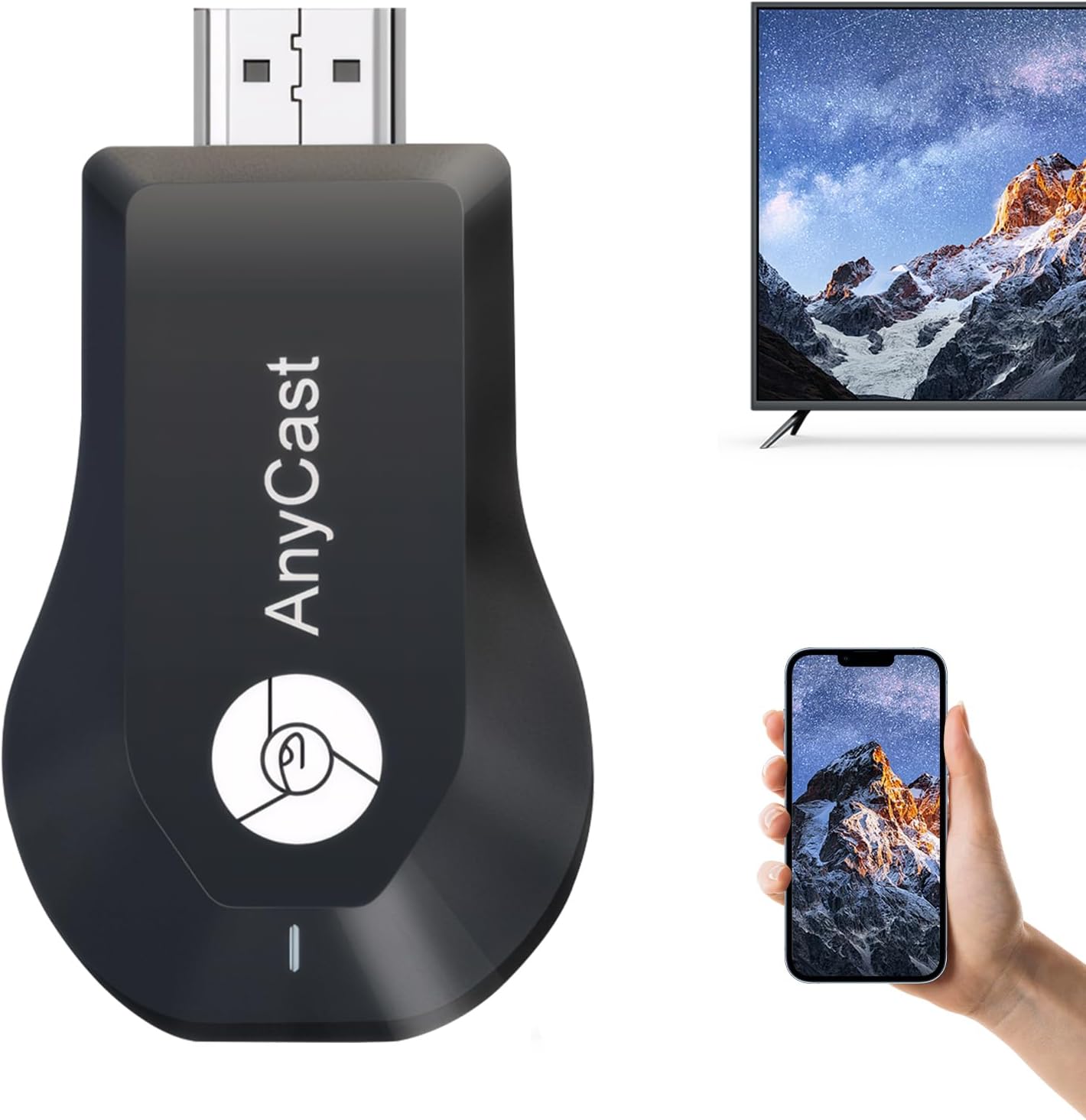 Wireless Display Adapter, 2.4g and 5g Wireless HDMI Dongle 1080p Screen Mirroring Receiver for iPhone, Mac, iOS, Android to TV, Projector, Supports Miracast, Airplay, DLNA