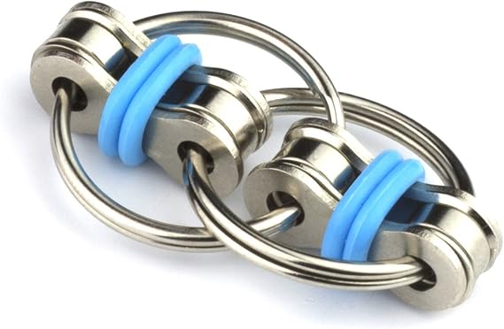 Tom's Fidgets Original Flippy Chain Fidget Toy - Perfect for ADHD, Anxiety, and Autism - Bike Chain Fidget Stress Reducer for Adults and Kids (Single Blue)
