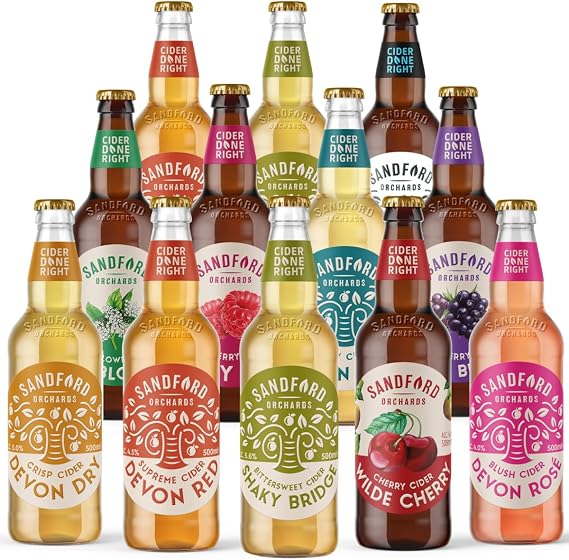 Sandford Orchards Devon Cider Taster Set ∣ Mixed Pack of the Finest British Apple Cider 12x 0.5L