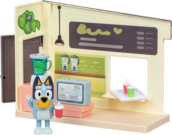 BlueY Blueys Mini Juicer Playset - Includes Figure with Articulated Joints - Helps Make Delicious Juices and Smoothies in Blender - Includes Great Fruit Stickers to Decorate Juice Bar