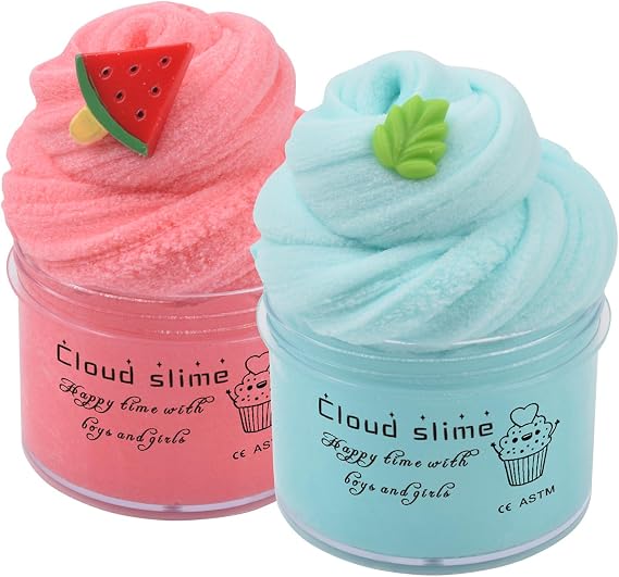 2 Pack Cloud Slime Kit, Scented DIY Slime Toys for Girls Boys, Squishy Sensory Toy Cute Stuff, Teenage Girl Birthday Gifts Party Favors Stocking Stuffers for 4 5 6 7 8 9 10 11 12 Year Old Kids