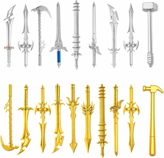 Yexiya 24 Pack Ancient Sword Pens Set Gel Ink Novelty Fun Cool Sword Plastic Gel Ink Cool Pens for Christmas Birthday Party Presents and Writing Random Style