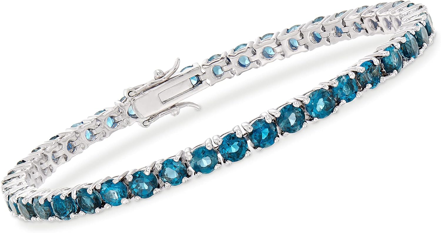 Ross-Simons 12.00 ct. t.w. London Blue Topaz Tennis Bracelet in Sterling Silver