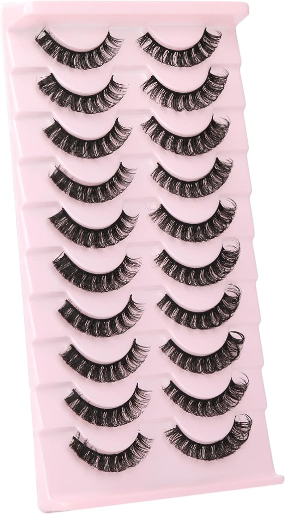 wiwoseo Eyelashes Russian Strip Lashes D Curly Natural Wispy Fluffy