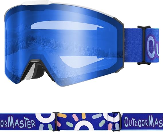 OutdoorMaster Falcon Ski Goggles-Magnetic Interchangeable Lens, Anti Fog UV Protection OTG Snowboard Goggles for Youth