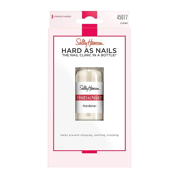 Sally Hansen Hard As Nails Nail Hardener, Clear, Strengthener, 1 Count, 0.45 Oz , Nail Strengthener, Nail Strengthening Polish