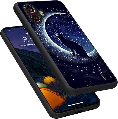 for Samsung Galaxy Xcover 6 ProXcover Pro 2 Case,Slim Lightweight Black Soft TPU Ultra-Thin Silicone Cover for Samsung Galaxy Xcover 6 ProXcover Pro 2 5G 2022,Black Cat Moon