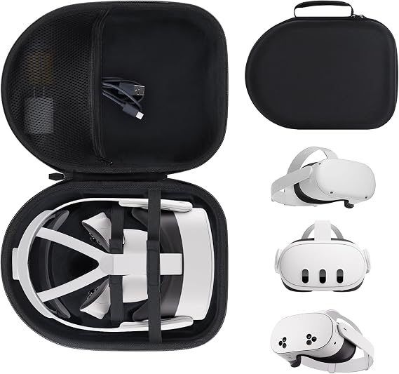 Storage Case Compatible with Meta Quest 3S  Quest 3  Quest 2 VR Headset and Controller Accessories, Suitable for Travel and Home Storage Black
